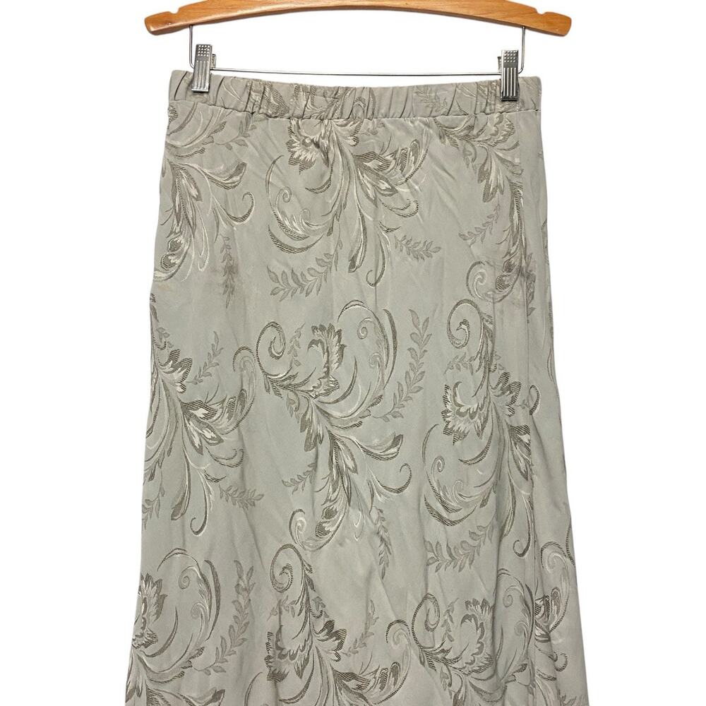 Vintage Y2K Large‎ Long Skirt Gray Embroidered Classic 90 Normcore Maxi Academia - Picture 3 of 8